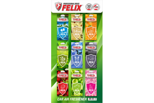 Ароматизатор бумажн. FELIX дисплей (9 ароматов по 10шт.) 1шт.