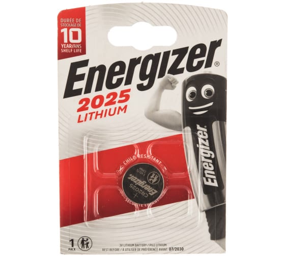 Батарейка литиевая ENERGIZER Lithium CR2025, блистер 1 шт. E301021602