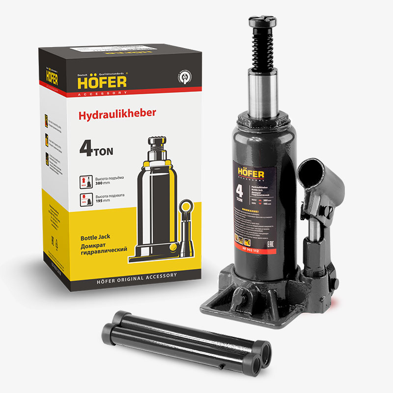 Домкрат бутылочный (без пред.кл.) 4т (195-380мм) HF 902 112 8шт