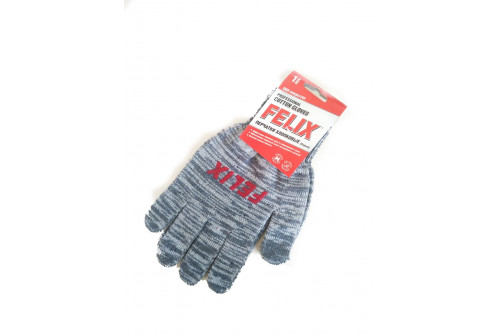 Перчатки хлопковые FELIX с пвх-покрытием 1 пара (в спайке 3 пары/ в мешке 150шт.) серые