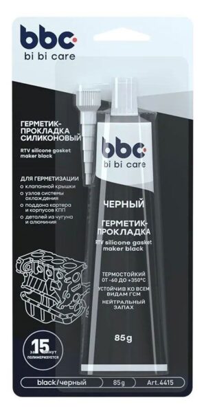 Герметик прокладка силиконовый  черный  85гр  bi bi care 4415