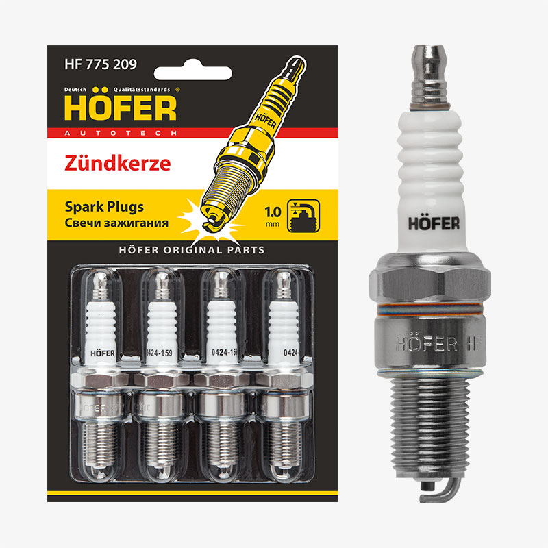 Свеча зажигания Лада 2110 инж. 8V (1мм, R, Cu) 4шт, блистер HF 775 209