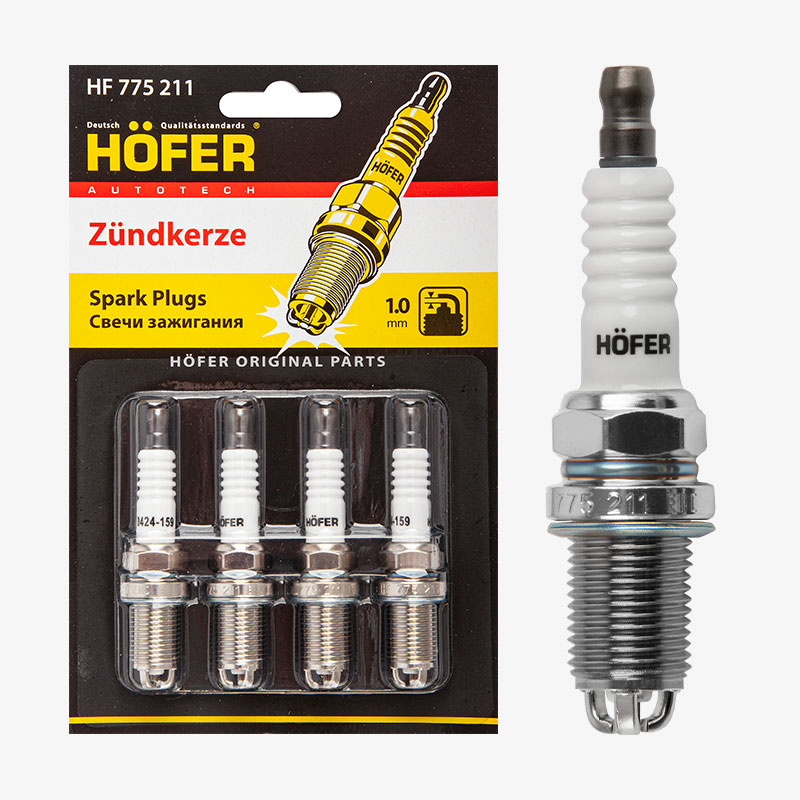 Свеча зажигания Лада 2110 инж. 16V 3-х эл. (1мм, R, Cu) 4шт, блистер HF 775 211